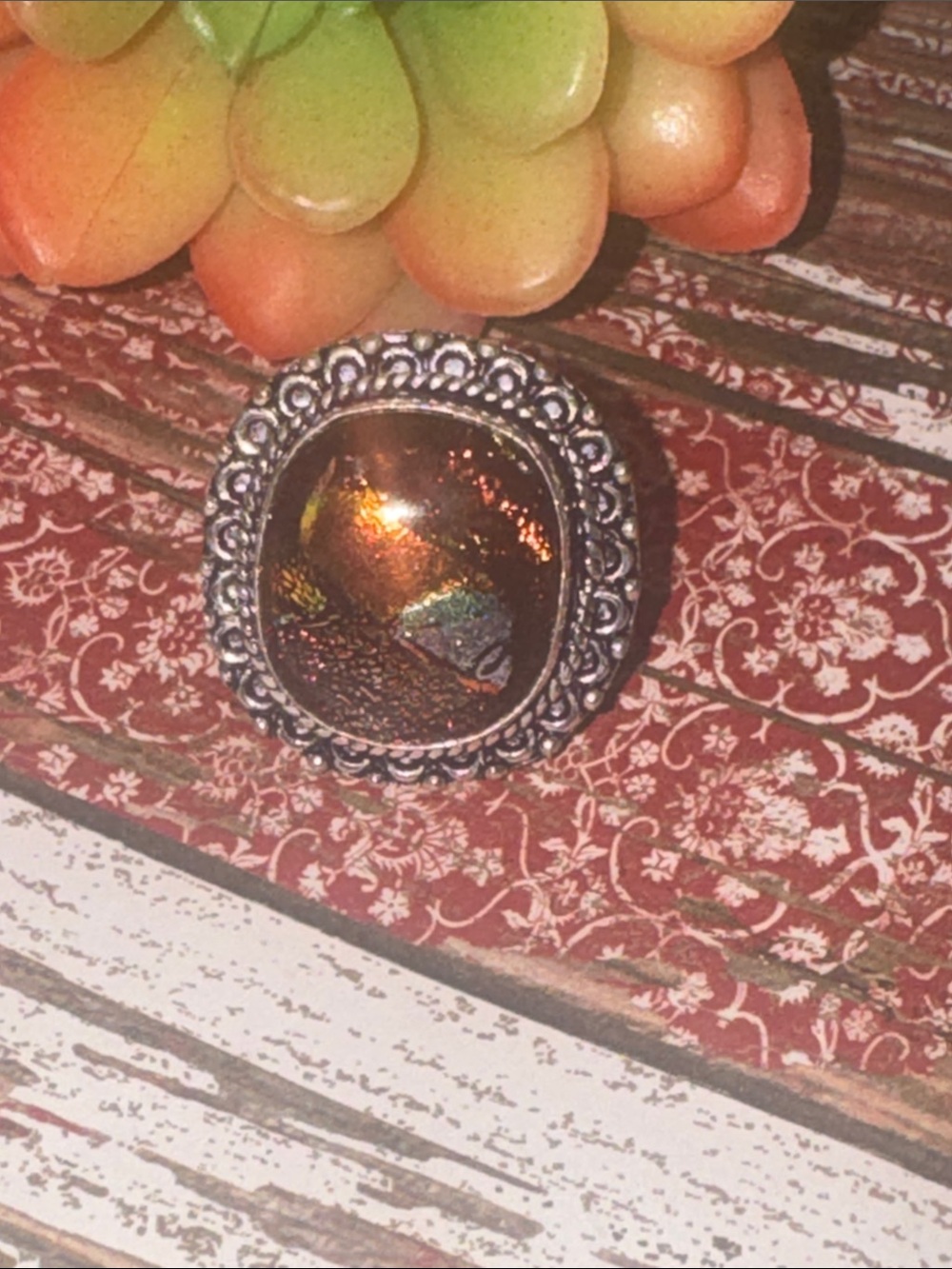 Dichroic Glass Silver Ring